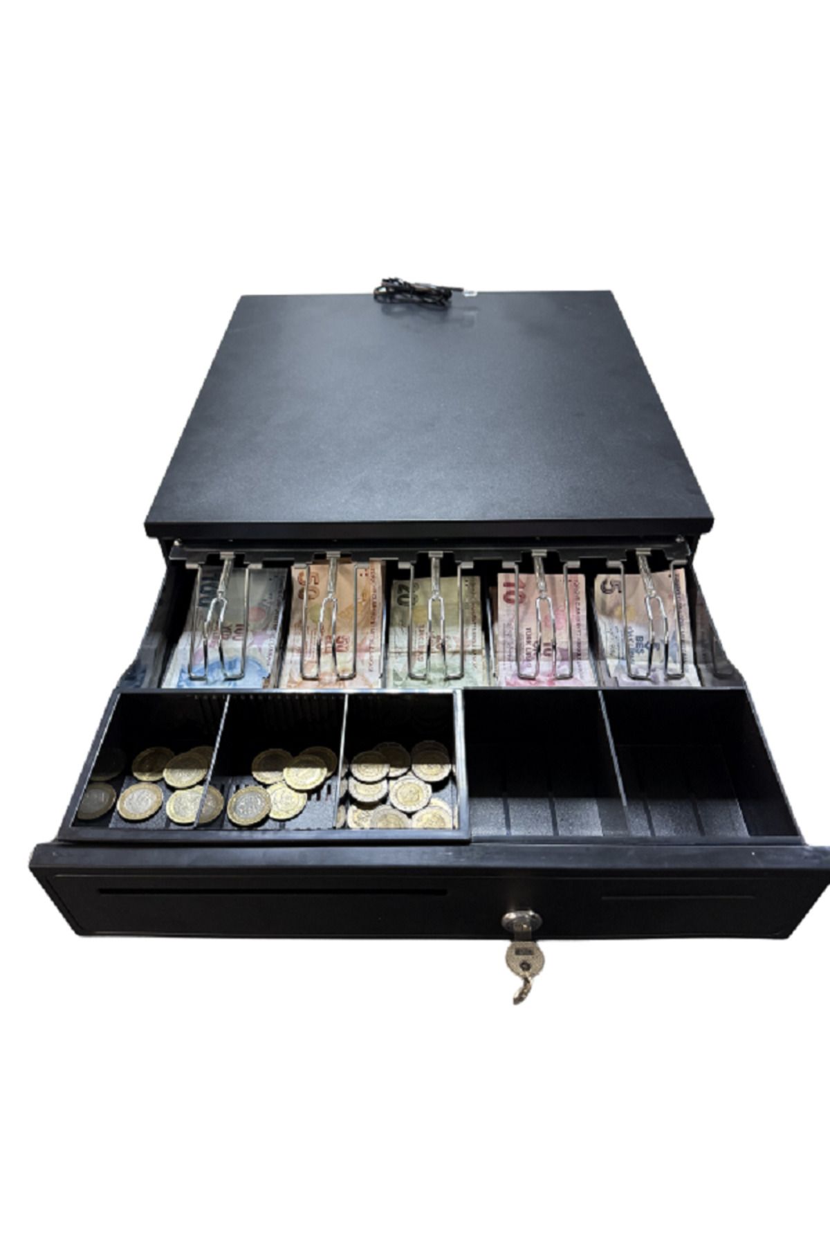 Para Çekmecesi Büyük Boy Elektronik Sistem 5 Adet Banknot 5 Adet Madeni Para Gözlü